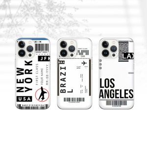 Étui pour téléphone billet d'avion pour iPhone 16 Pro Max, 15 Plus, 14, 13, 12, 11, XS et Samsung S25, S24, A56, A55, Pixel 9 Pro, 8