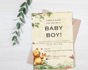 Winnie the pooh baby shower invitation