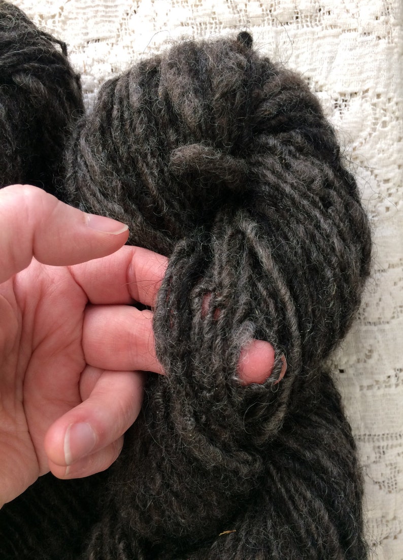 Hand Spun Single Ply Worsted Weight Undyed Maine Icelandic Wool Coal Yarn