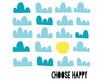 choose happy 8x10 print // wall art // gifts under 20 // happy art // sunshine // motivational art