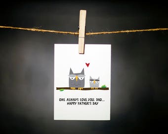 owl fathers day card etsy
