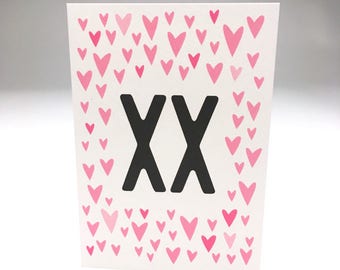 xx // baby girl // cute baby shower card // pink // hearts // new baby // baby shower card