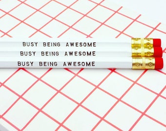 fun pencils // awesome // set of 6 pencils // imprinted pencils // quote pencils // fun gift idea // inspirational pencils