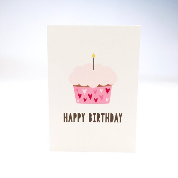 Cupcake Card // Happy Birthday // Birthday Card for Girlfriend | Etsy
