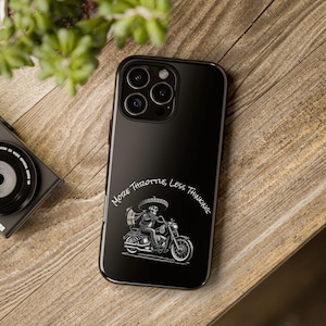 Motorcycle Skeleton Rider Phone Case, Tough Protective Case, Glossy or Matte Finish, Gift for Bikers