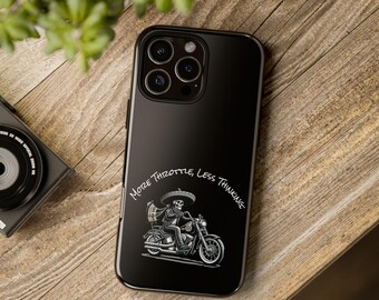 Funda para teléfono con diseño de esqueleto de motociclista, carcasa protectora resistente, acabado brillante o mate, regalo para motociclistas