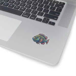 Cool Fish Sticker - Unique Fish Design Vinyl Decal, Funny, Bold, and Colorful Fish Graphic for Laptops, Water Bottles, Cars, Fish Lover Gift