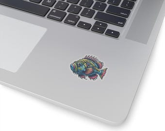 Cool Fish Sticker - Unique Fish Design Vinyl Decal, Funny, Bold, and Colorful Fish Graphic for Laptops, Water Bottles, Cars, Fish Lover Gift