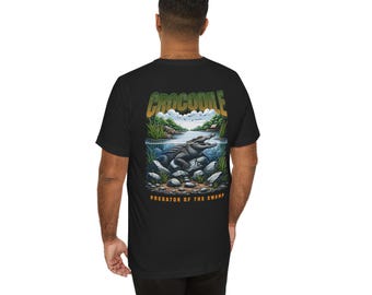 Cool Crocodile Graphic TShirt Croc Design on Back, Chest , Unique Animal Tee for Men & Women Trendy Streetwear Shirt  Gift for Animal Lovers
