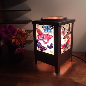 Colorful Butterflies Picture Light - Night Light Butterfly - Nature Table Top Lamp - Cheerful Floating Butterfly Accent Light