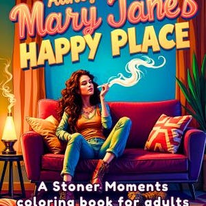 Aunty Mary Jane's Happy Place: A Stoner Moments Coloring Book for Adults