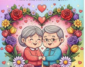 Libro para colorear para novios mayores: Romance acogedor, regalo de aniversario (archivo PDF)
