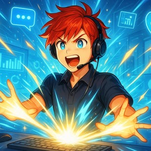 Anime Geburtstagskarte | männlich Call Center Mitarbeiter | Druckbares PDF