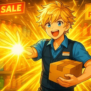 Anime Birthday Card | Male Retail Associate | Printable PDF