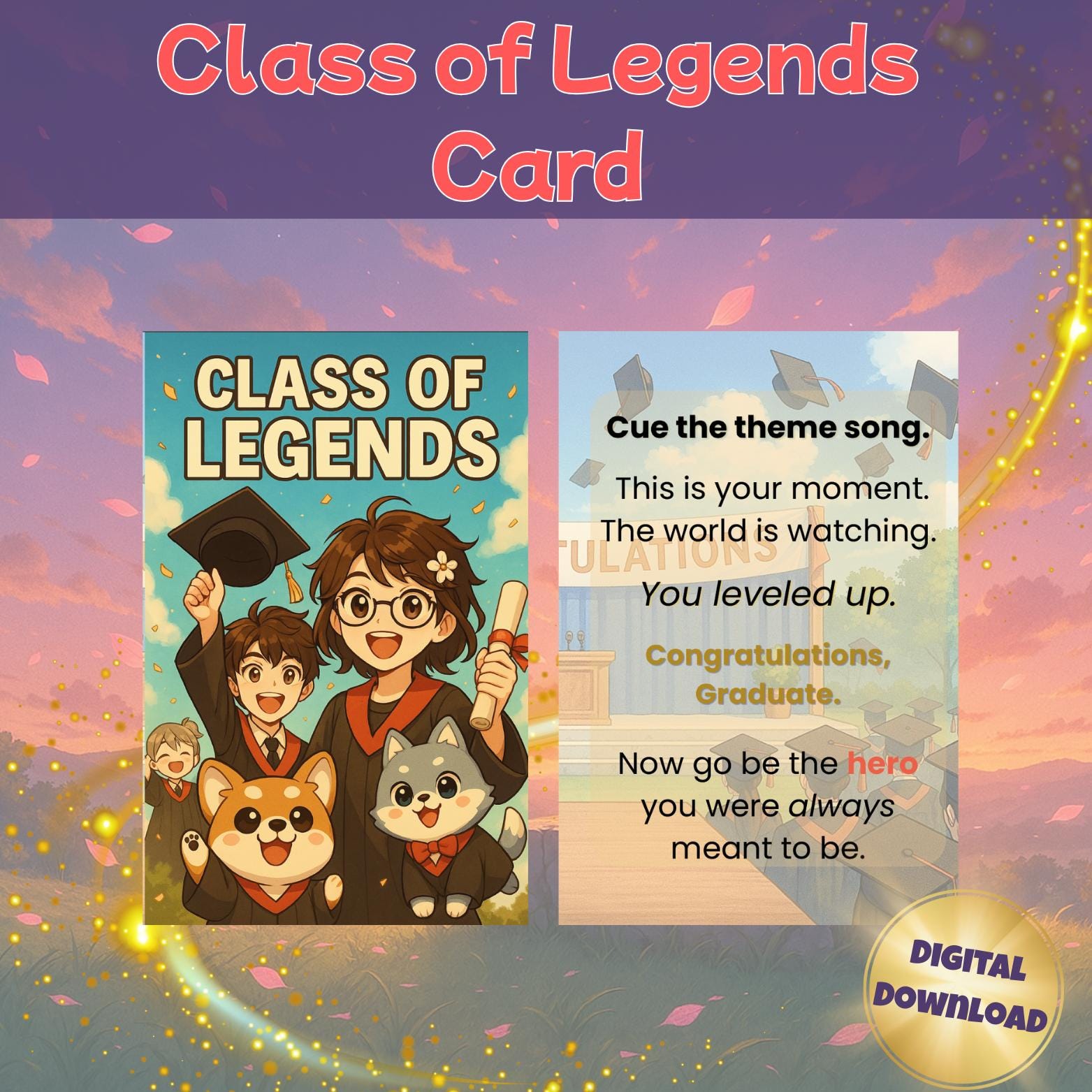 Anime Graduation Card Bundle – 7 Printable Cards | Instant Digital ...