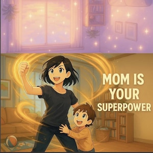 Cartão de Dia das Mães de Anime para Imprimir | PDF para Imprimir | Black Hair Mom