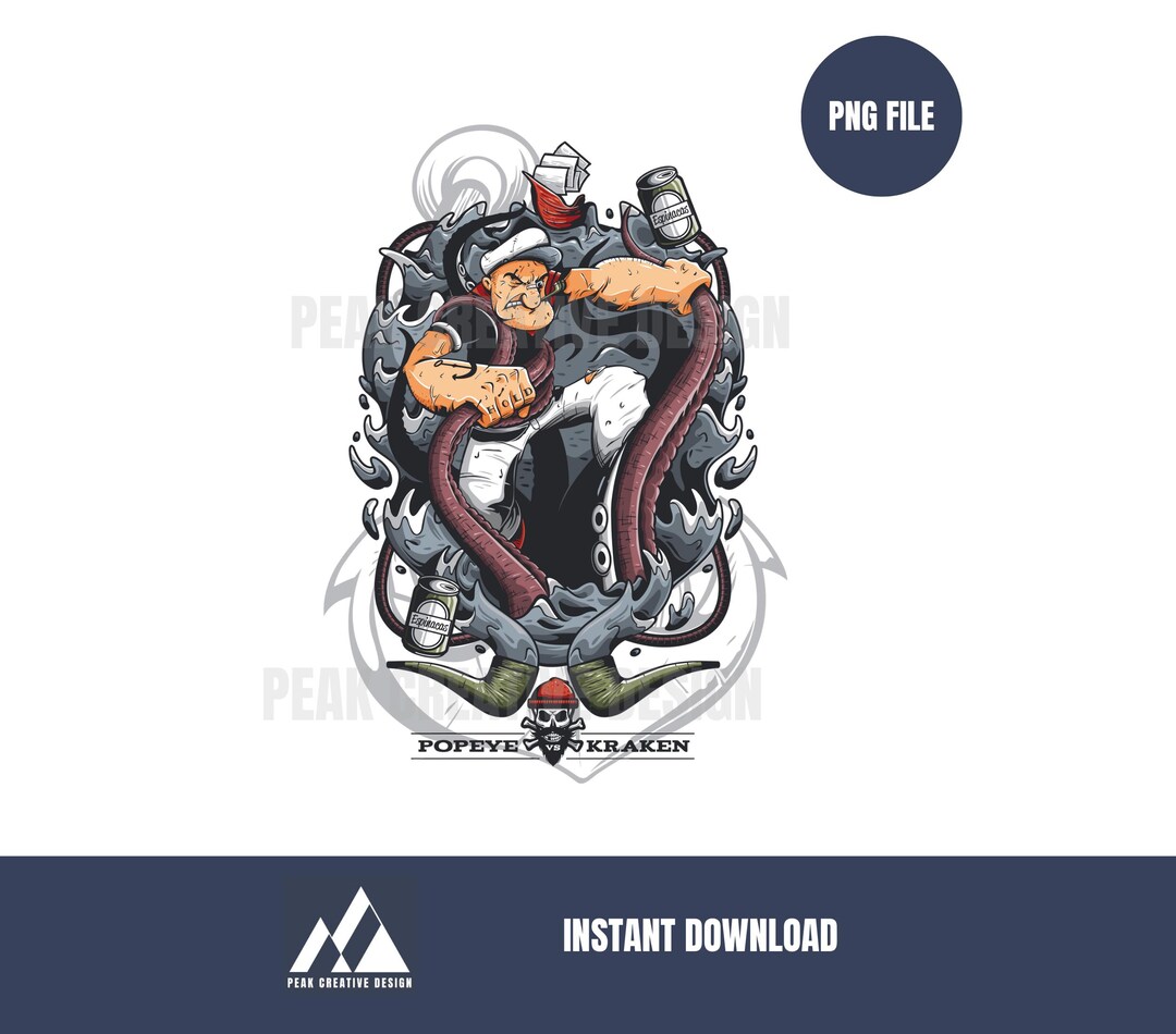 Epic Sailor Vs Kraken PNG File | Vintage Tattoo Style Digital Design ...