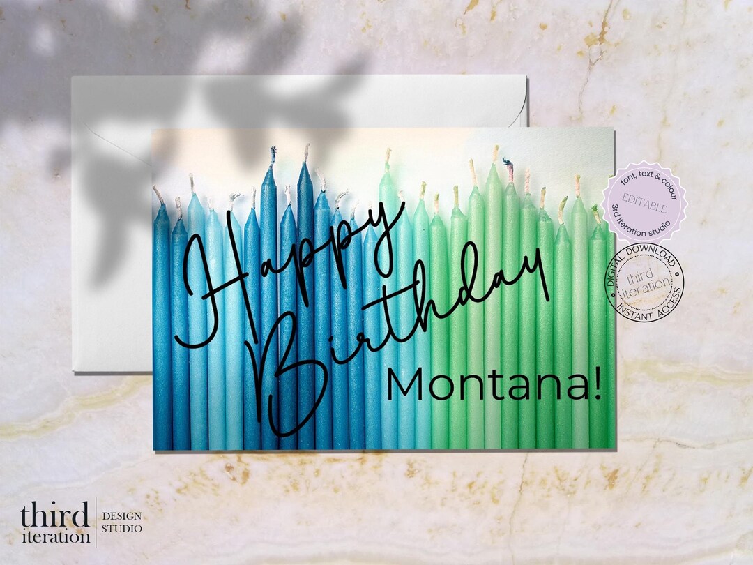 Blue and Green Birthday Card for Male Happy Birthday Card for Friend ...