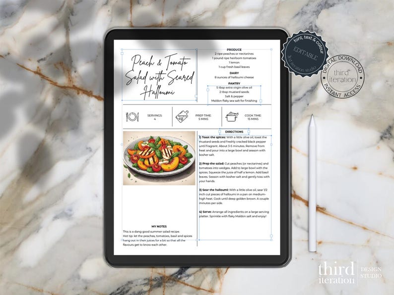 Editable Recipe Template for Recipe Card Recipe Template for Editing ...
