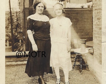 1920's Flapper Girl and Mother On The Roof Original Vintage Photo