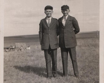 Found Photo "Men on the Farm" Original Vernacular Photo