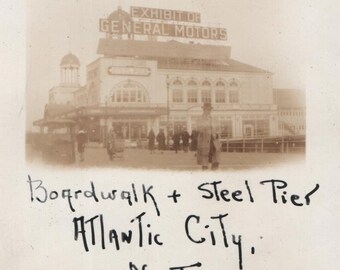 Found Photo "Boardwalk Atlantic City " Original Vernacular Snapshot