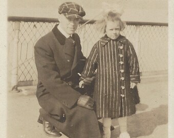 Found Photo Father and Daughter Original Vernacular Snapshot