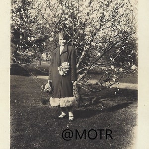 Found Photo Lovely Lady by the Spring Tree Original Vernacular