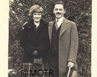 Found Photo Couple in the Garden Original Vernacular Snapshot