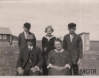 Found Photo "Family on the Farm" Original Vernacular Photo