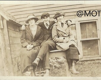 Vernacular Photo Hugs with Friends Original  Vintage Snapshot