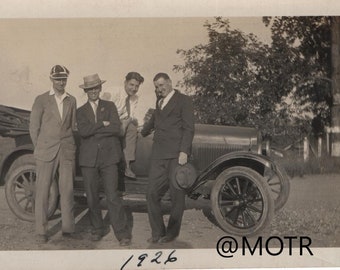 Found Photo "Handsome Guys in Their Fancy Car" Original Vernacular Photo