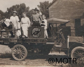 Vintage Photo "The Lumber Truck Family" Original Vernacular Snapshot