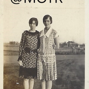 Vernacular Photo Girls in Bold Dresses Original Snapshot