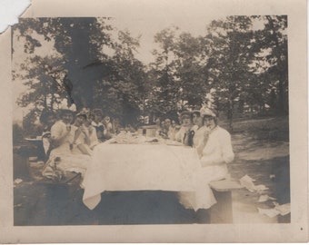 Found Photo "Girls Picnic" Original Vintage Photo