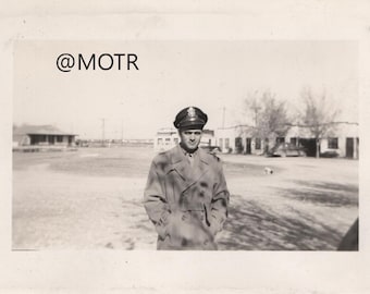 Found Photo Handsome Soldier on Base RPPC Original Vernacular Postcard Photo