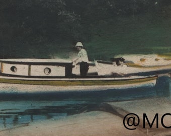 Found Photo "Painted Ladies on Boat" Original  Vintage Photo Snapshot