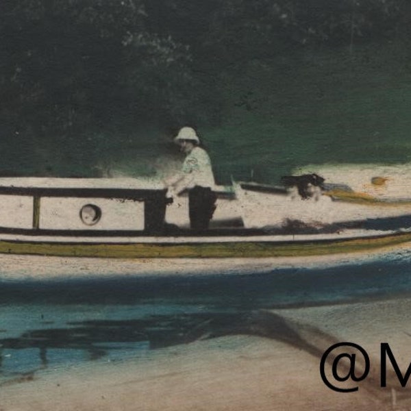 Found Photo "Painted Ladies on Boat" Original  Vintage Photo Snapshot