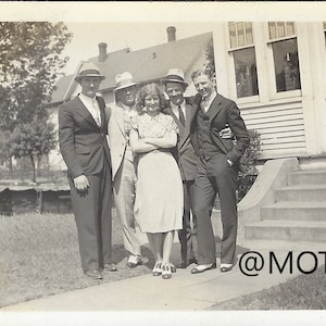1940&#39;s Girl with the Guys Original  Vintage Photo
