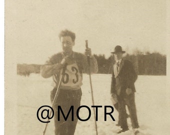 Found Photo Skier at the Race Original  Vintage Snapshot