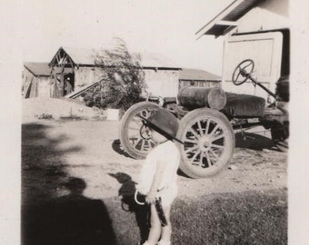 Vernacular Photo Baby with the Gun and Shadows Original Snapshot