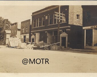 Found Photo Bank Building in Kinsman OH Original Vernacular Snapshot