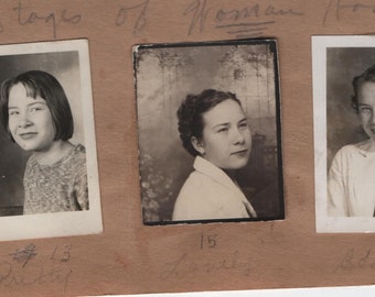 Found Photo "Four Stages of Woman Hood" Original Vintage Snapshot