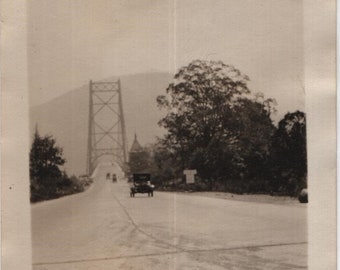 Found Photo "Over the Bridge" Original Vernacular Photo