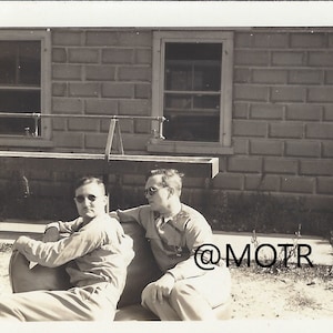1940&#39;s Handsome Young Military Guys in Uniform Original  Vintage Photo