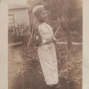 1940&#39;s Band Conductor Boy in Halloween Costume Original Vintage Photo Snapshot