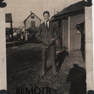 Vintage Photo The Young Man in the Yard Vernacular Snapshot