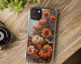 Autumn Floral Pumpkins iPhone Case | Clear Magnetic Impact