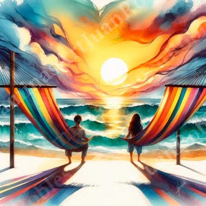 Together at Sunset: Colors of Love and Tranquility