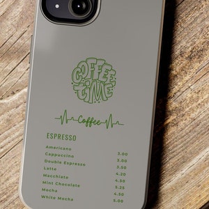 Custodia per telefono Coffee Lover Menu / Design del menu della caffetteria / Custodia per telefono alla moda per gli amanti del caffè / Custodia per telefono regalo perfetto per gli amanti della caffeina